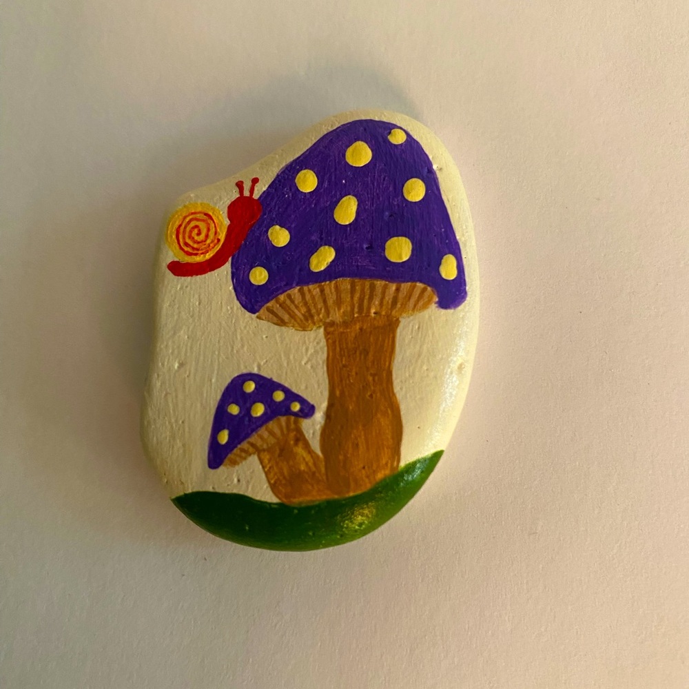 Hand painted mushroom rock